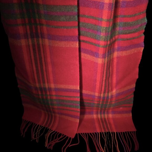 Aran Sweater Market Ireland Lambswool Red Pink Plaid Scarf Long JHC1903 - Picture 4 of 12